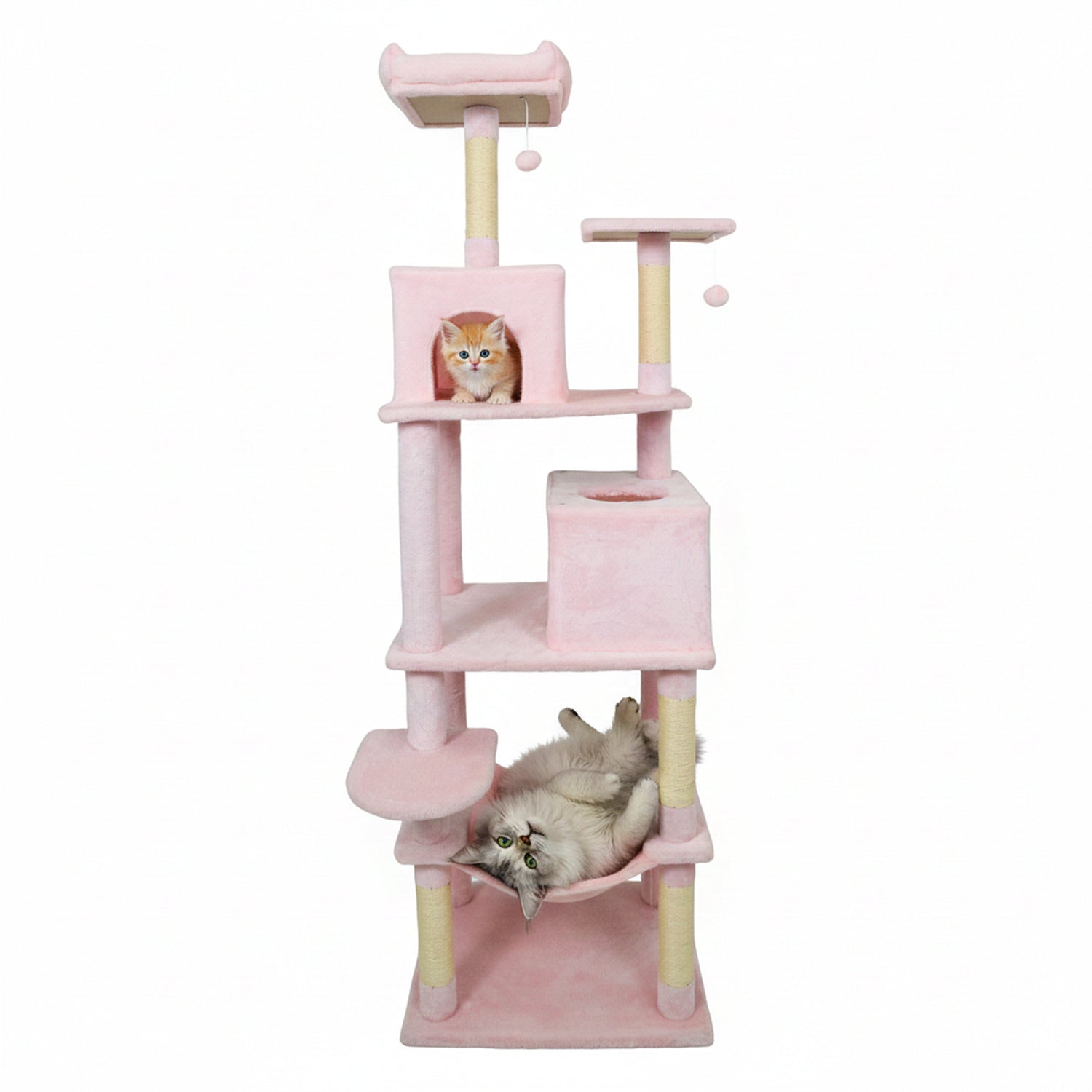 Multi-level Cat Tree Modern Cat Tower with Upholstered Perch and 2 Cat Condo - Majestic Pet Kingdom