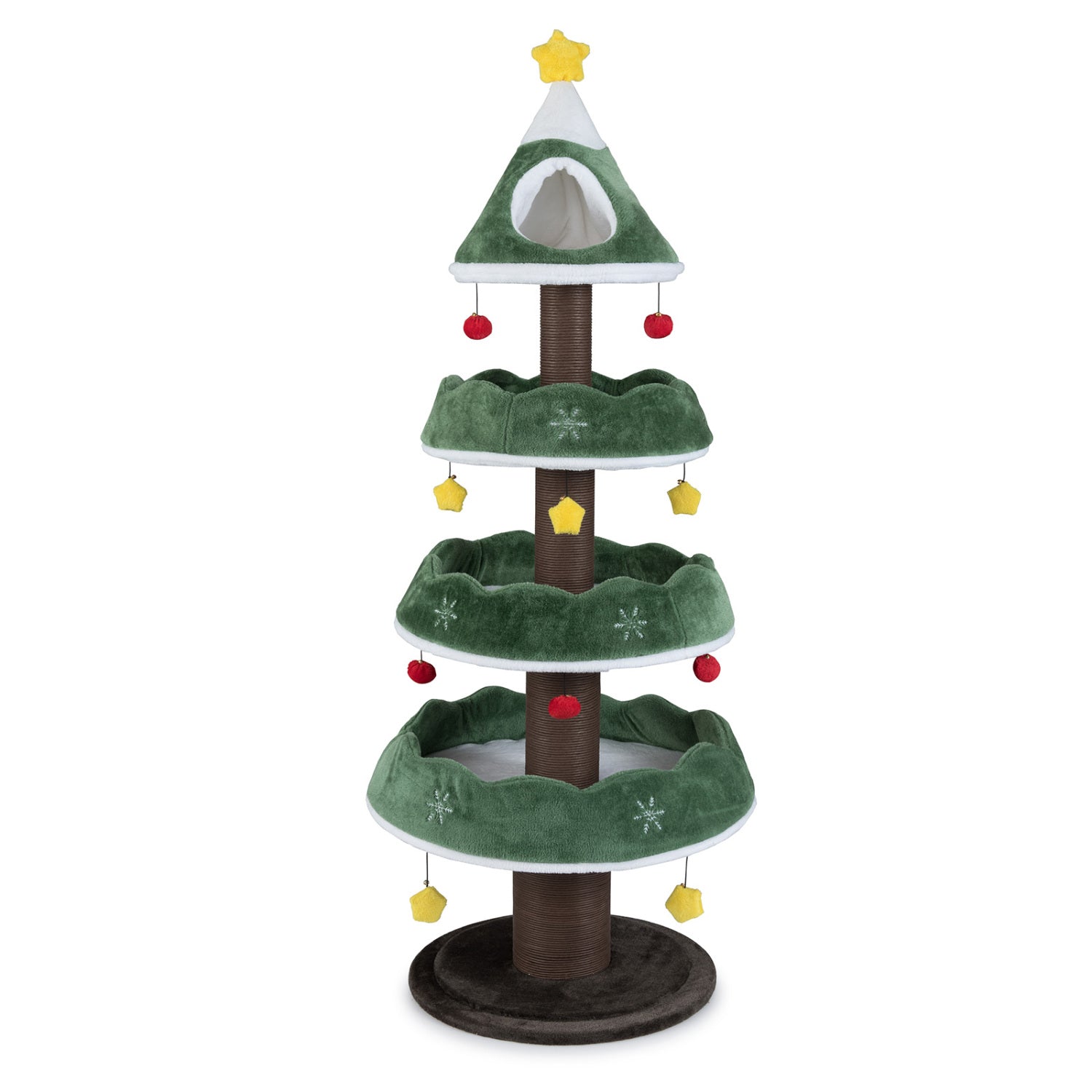 Christmas Cat Tree with 3 Platforms & Top Perch - Majestic Pet Kingdom