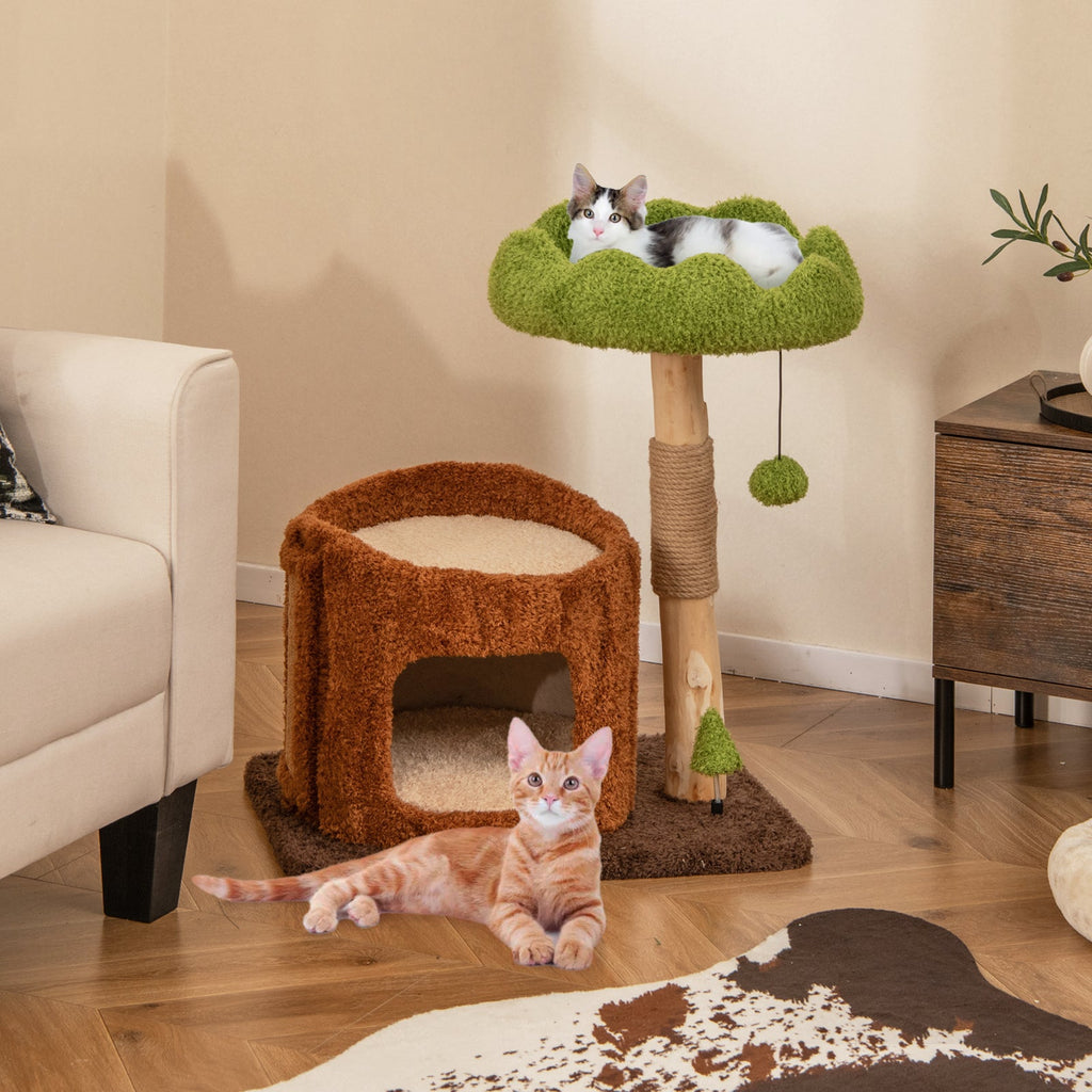 Multifunctional Cat Tree Cat Tower with Scratching Posts and Top Perch-Brown - Majestic Pet Kingdom