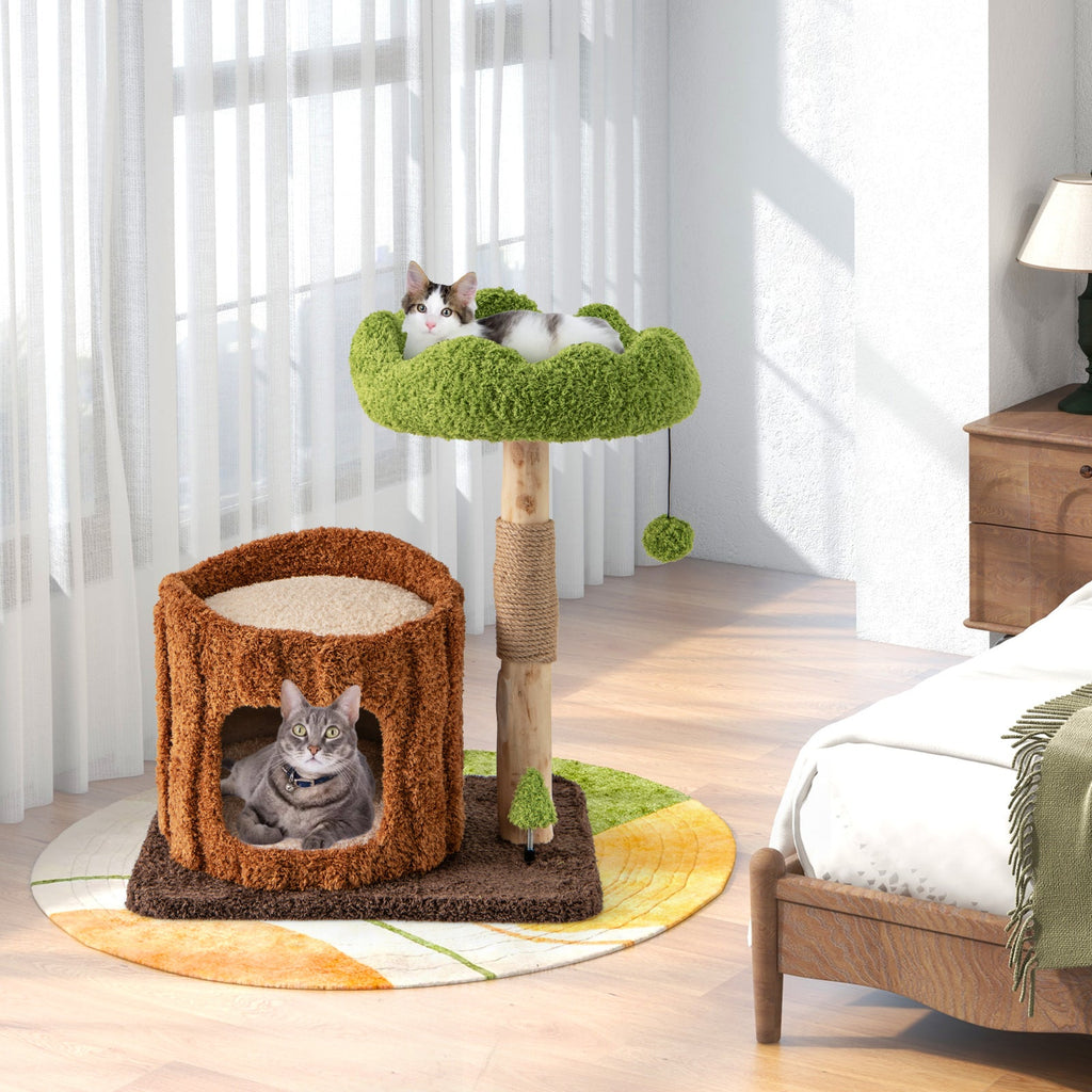 Multifunctional Cat Tree Cat Tower with Scratching Posts and Top Perch-Brown - Majestic Pet Kingdom