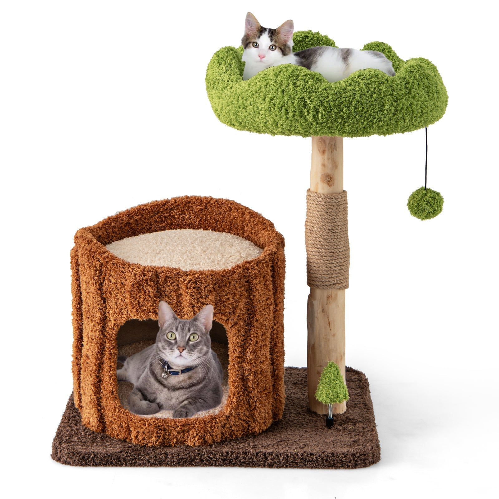 Multifunctional Cat Tree Cat Tower with Scratching Posts and Top Perch-Brown - Majestic Pet Kingdom