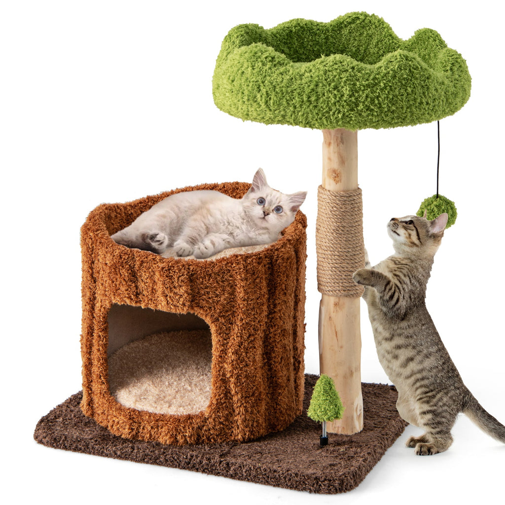 Multifunctional Cat Tree Cat Tower with Scratching Posts and Top Perch-Brown - Majestic Pet Kingdom