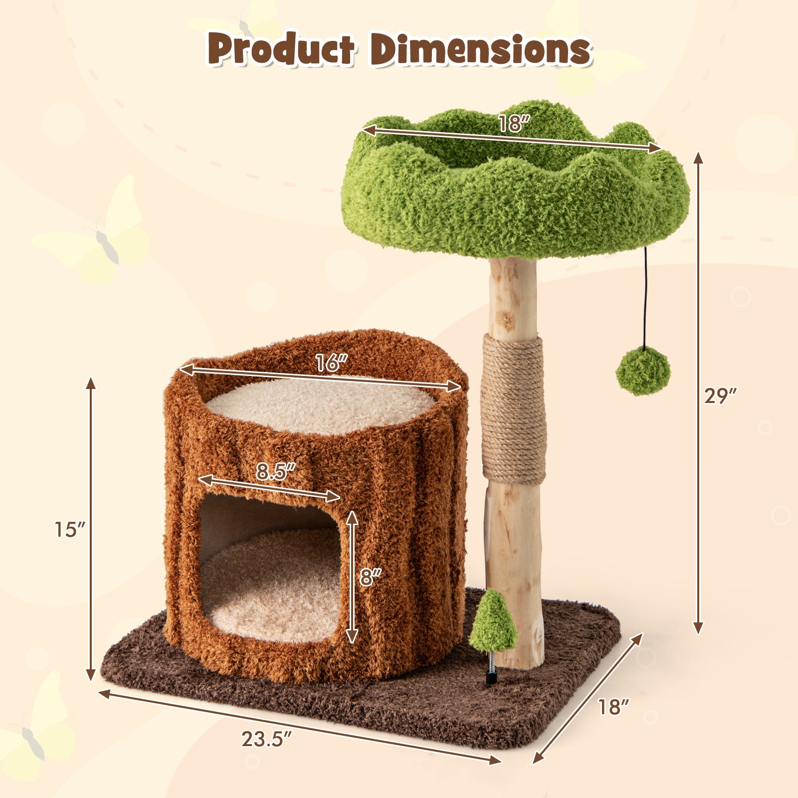 Multifunctional Cat Tree Cat Tower with Scratching Posts and Top Perch-Brown - Majestic Pet Kingdom