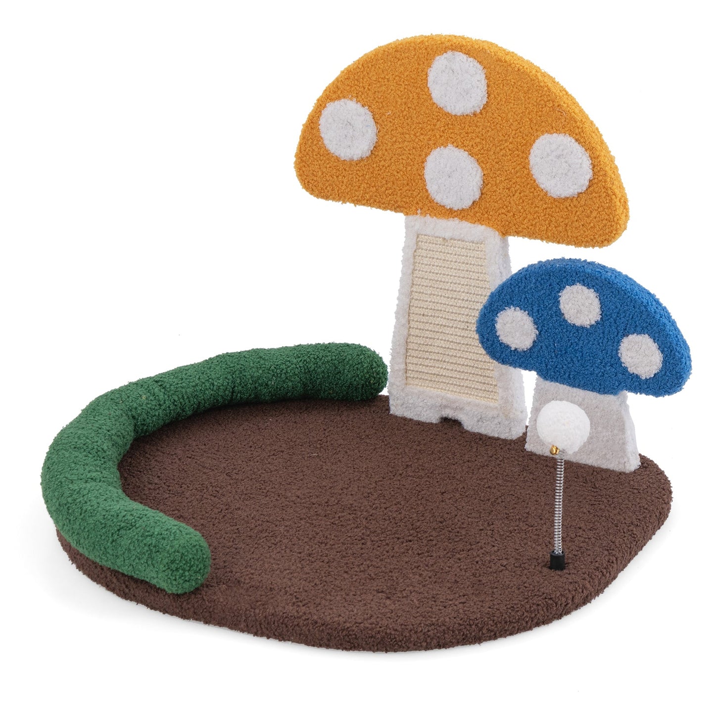 Mushroom Cat Bed Cat Claw Scratcher with Wide Bed and Sisal Scratch Panel-Multicolor | Purrfect Pet Kingdom