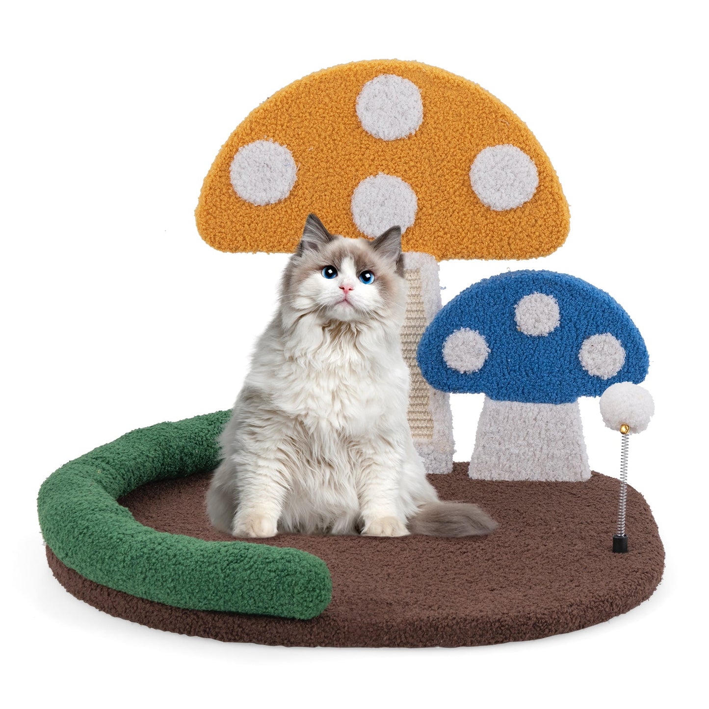 Mushroom Cat Bed Cat Claw Scratcher with Wide Bed and Sisal Scratch Panel-Multicolor | Purrfect Pet Kingdom