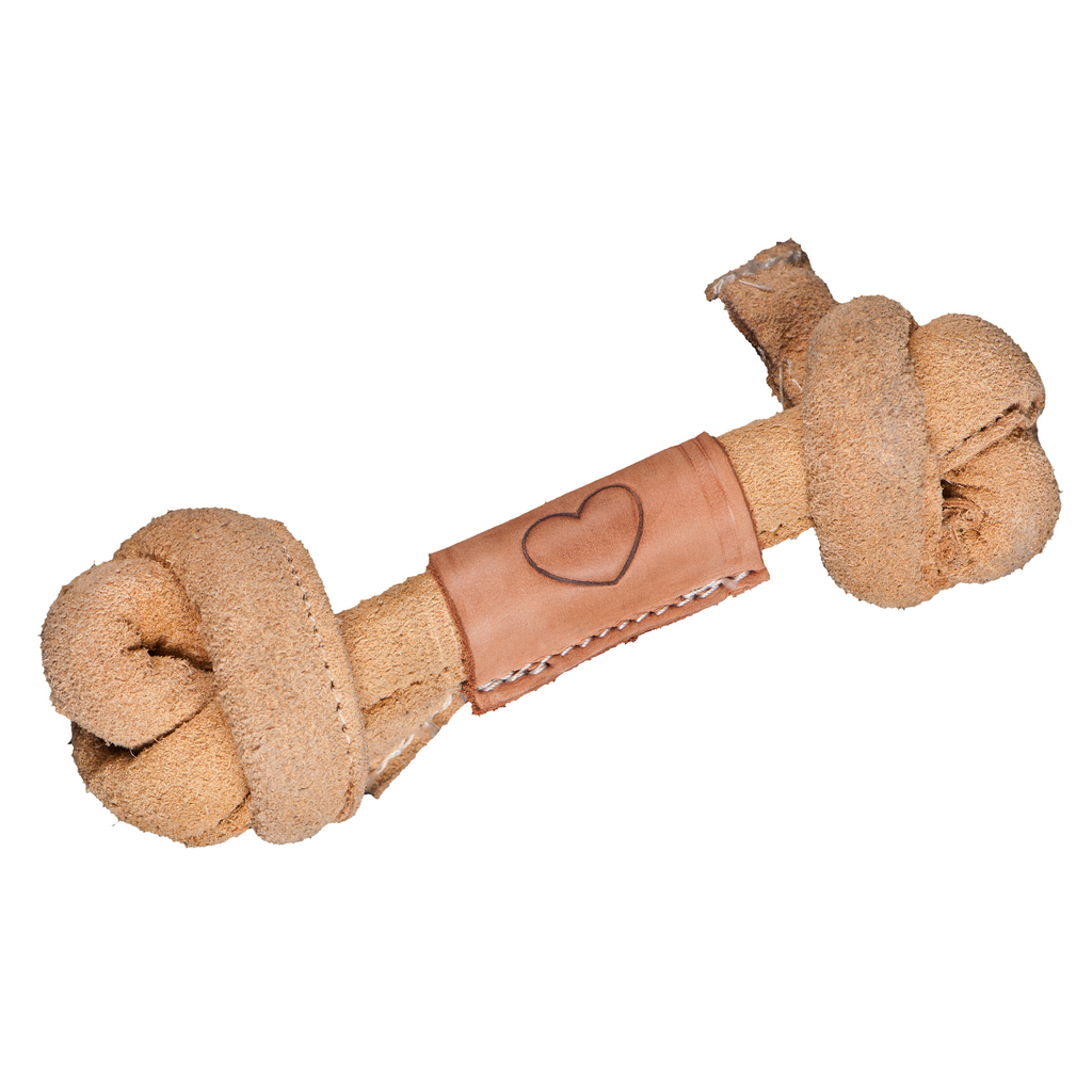Huggle-Hide® Natural Leather Bone Dog Toy, 3 Pack - Premium