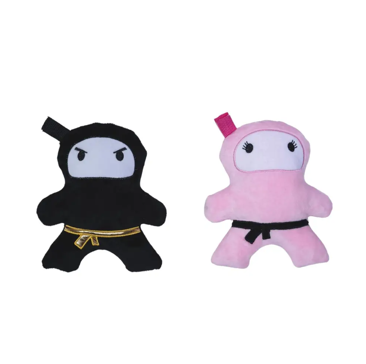 Dog Plush Toy Set Ninja Love Squeaker Crinkle Sound 2-Pack - Detail Angle 2 | Majestic Pet Kingdom