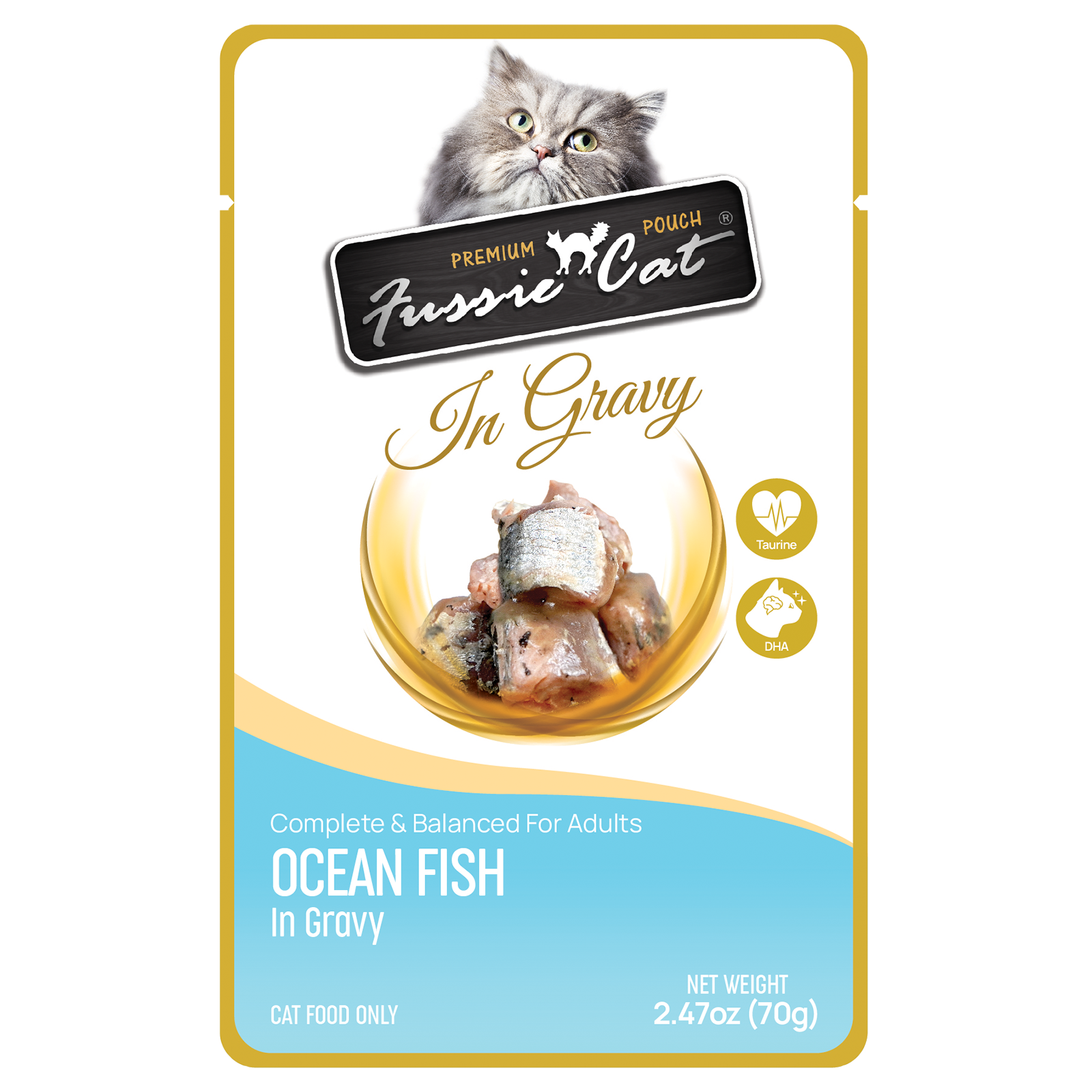 Fussie Cat Pouch - Ocean Fish in Gravy (2.47oz) - Majestic Pet Kingdom