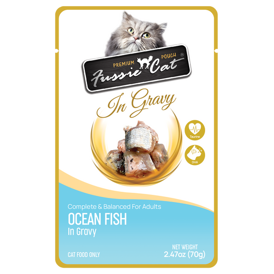 Fussie Cat Pouch - Ocean Fish in Gravy (2.47oz) - Majestic Pet Kingdom