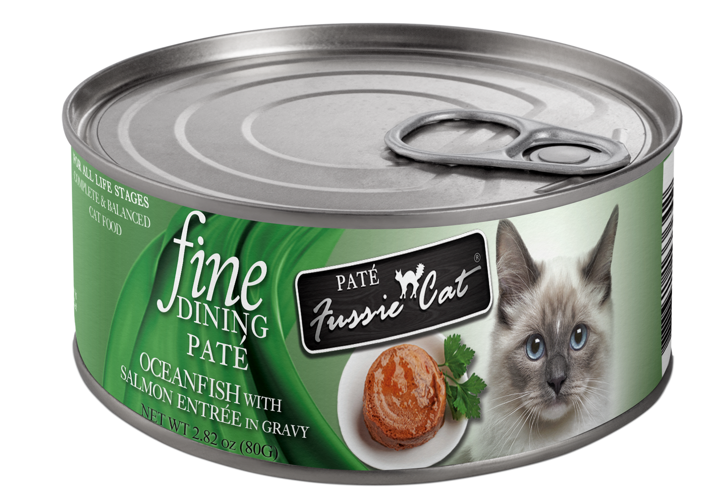 Fussie Cat Fine Dining - Pate - Oceanfish with Salmon Entree in gravy (2.82oz) - Majestic Pet Kingdom