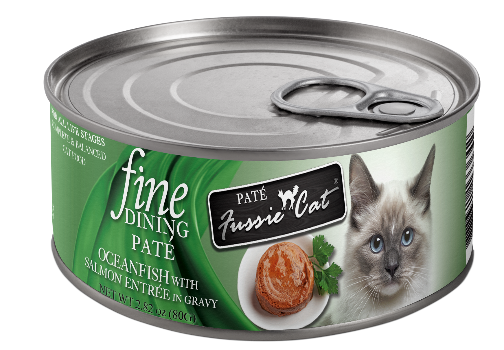 Fussie Cat Fine Dining - Pate - Oceanfish with Salmon Entree in gravy (2.82oz) - Majestic Pet Kingdom