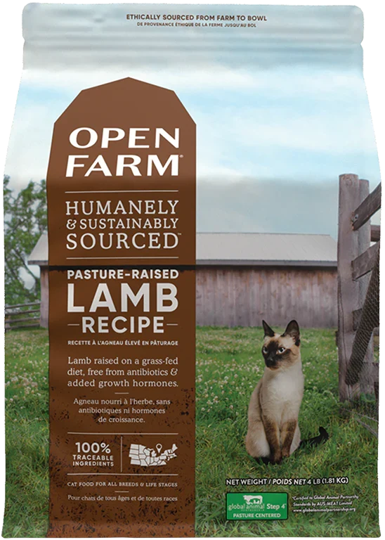 Cat Food Open Farm Grain Free Pasture-Raised Lamb Dry Cat Food - Main Feature View | Majestic Pet Kingdom