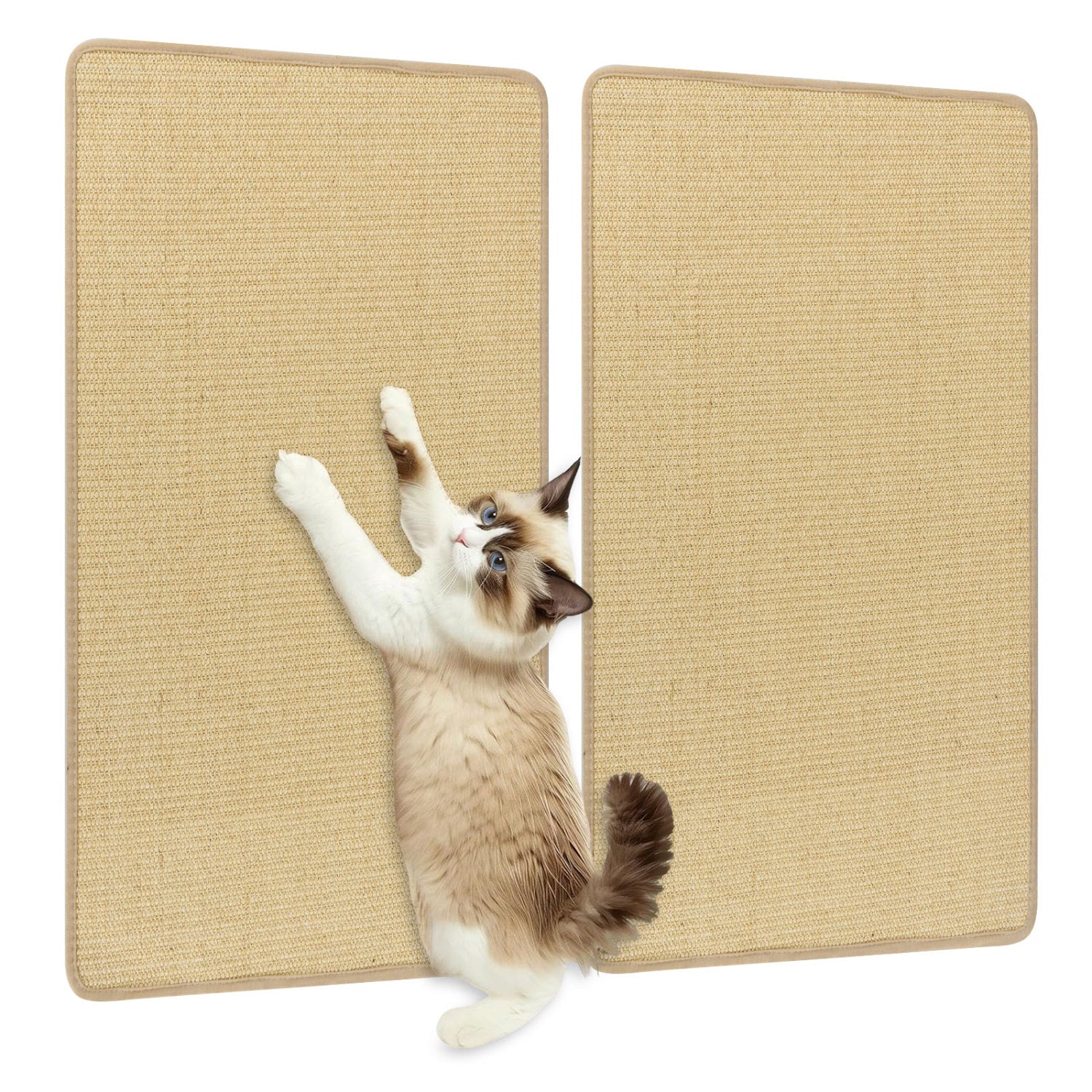 2 Piece Cat Scratcher Mat Set 32 x 20 Inch Natural Sisal Pads