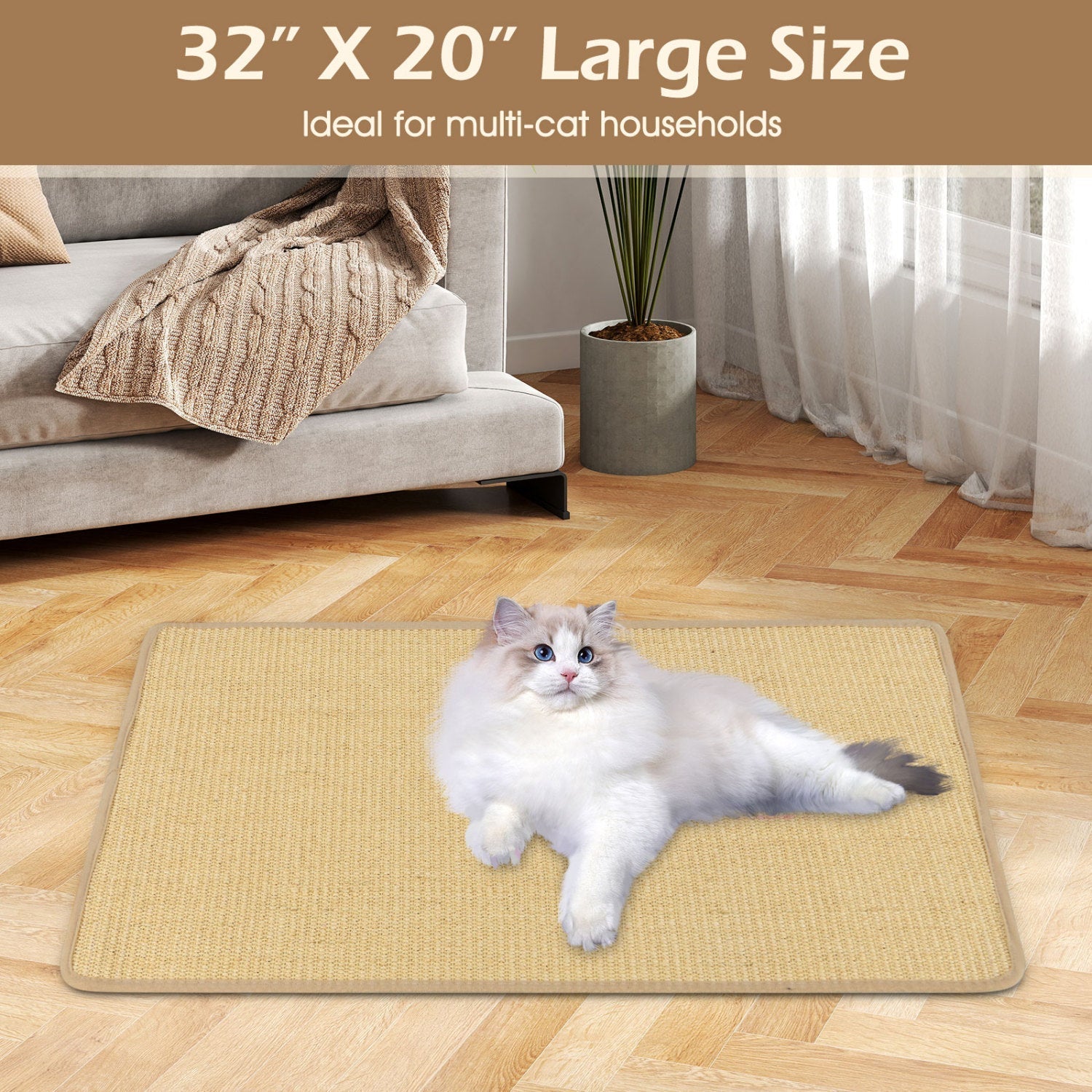 4 Pieces Cat Scratcher Mat Set 32 x 20 Inch Pads for Cats | Purrfect Pet Kingdom