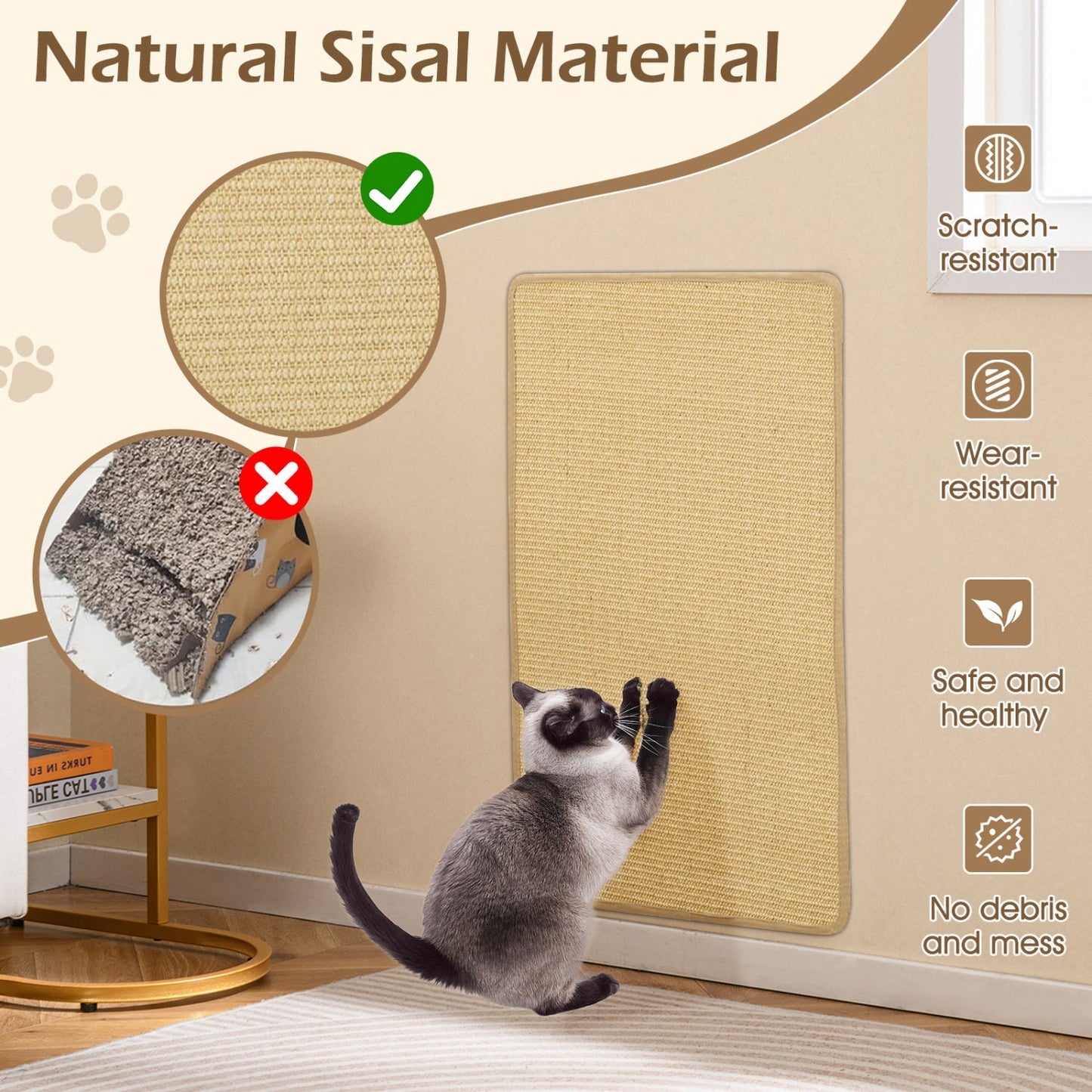 4 Pieces Cat Scratcher Mat Set 32 x 20 Inch Pads for Cats | Purrfect Pet Kingdom