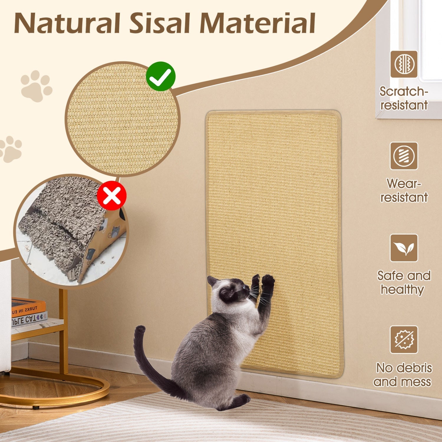 4 Pieces Cat Scratcher Mat Set 32 x 20 Inch Pads for Cats | Purrfect Pet Kingdom
