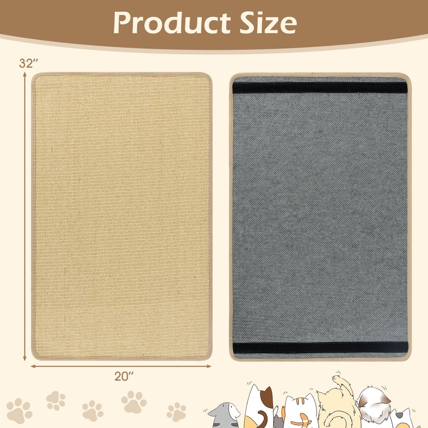 4 Pieces Cat Scratcher Mat Set 32 x 20 Inch Pads for Cats | Purrfect Pet Kingdom