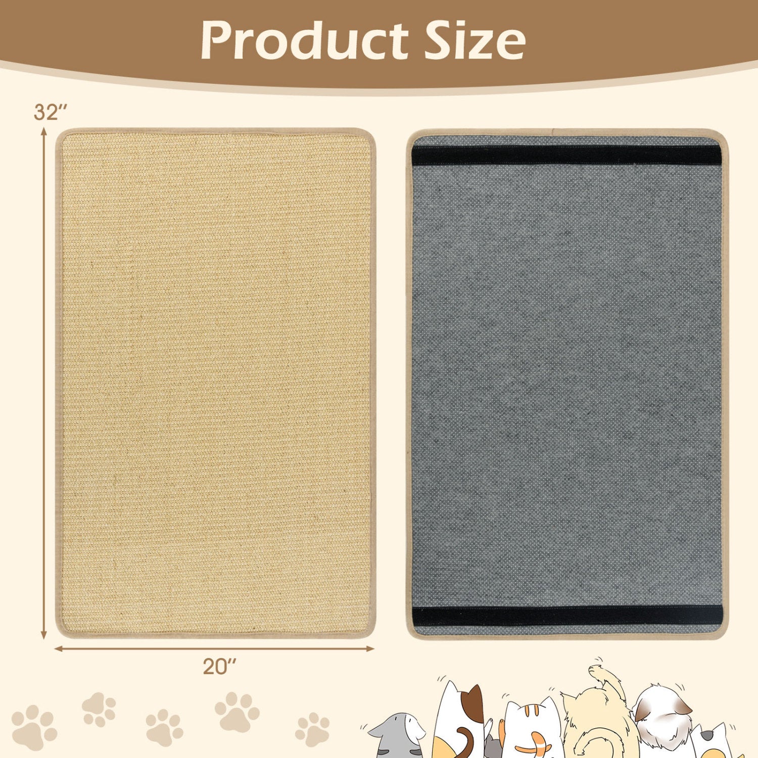 4 Pieces Cat Scratcher Mat Set 32 x 20 Inch Pads for Cats