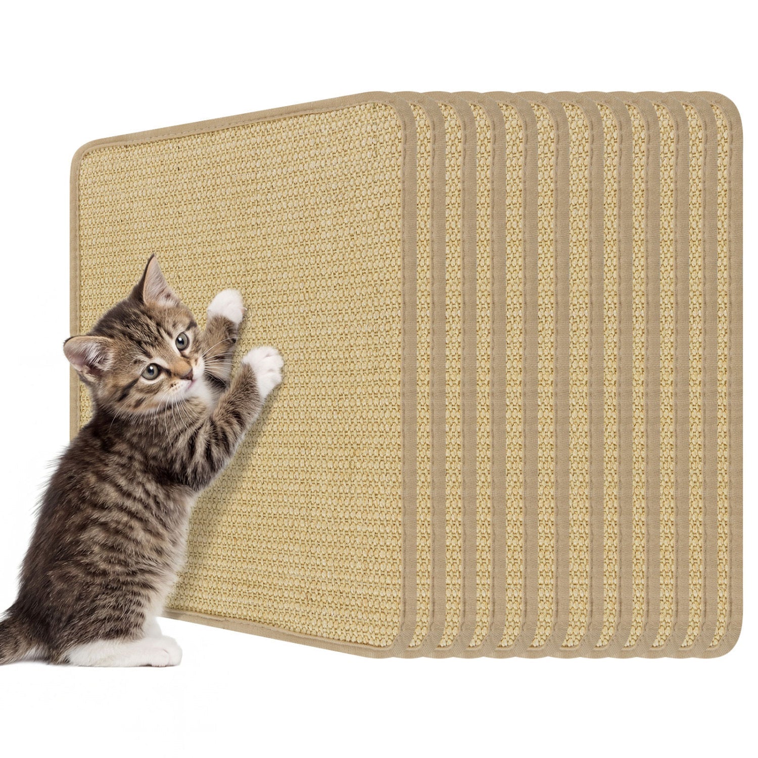 12 Pieces Cat Scratcher Mat Set 16 x 12 Inch Natural Sisal Pads