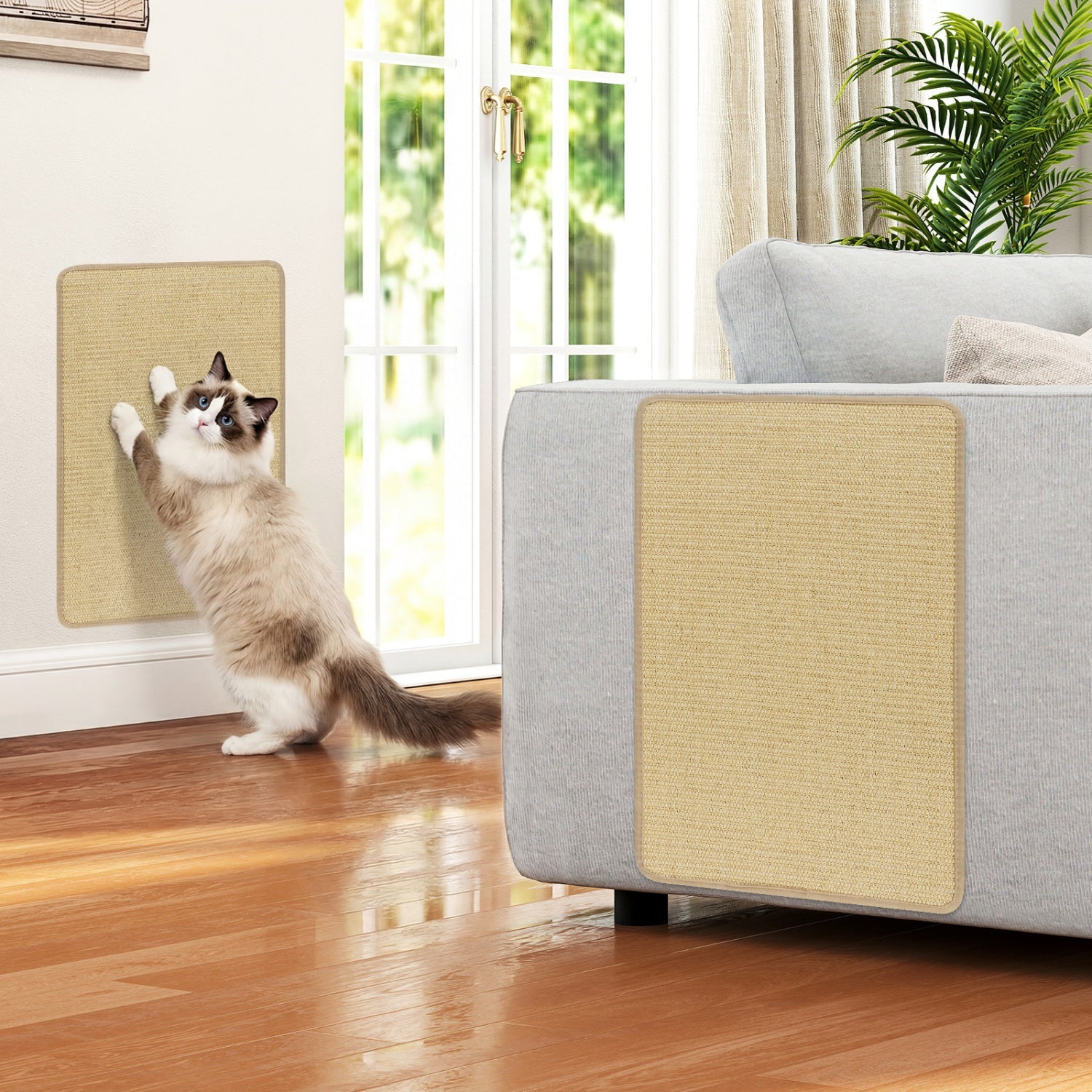 12 Pieces Cat Scratcher Mat Set 24 x 16 Inch Natural Sisal Pads