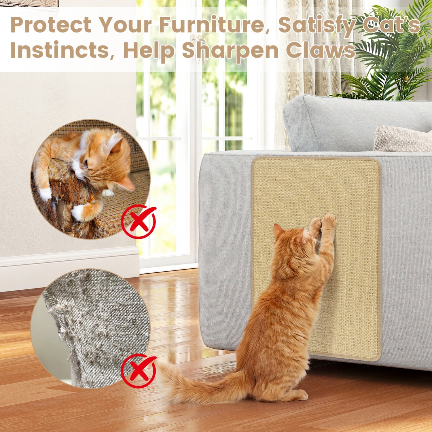 12 Pieces Cat Scratcher Mat Set 24 x 16 Inch Natural Sisal Pads