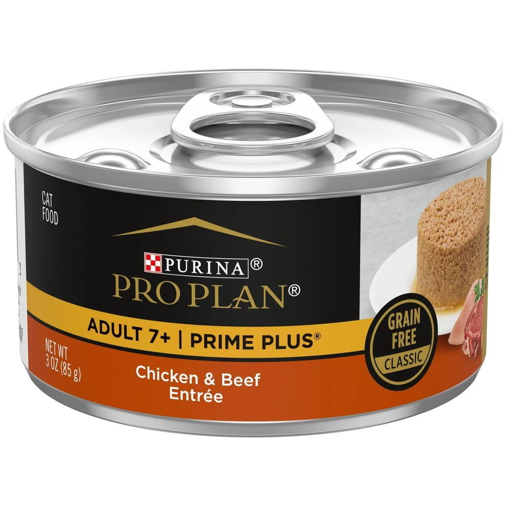 Pro Plan PRIME PLUS Senior Adult 7+ Chicken & Beef Entrée Classic Wet Cat Food (3oz) - Majestic Pet Kingdom
