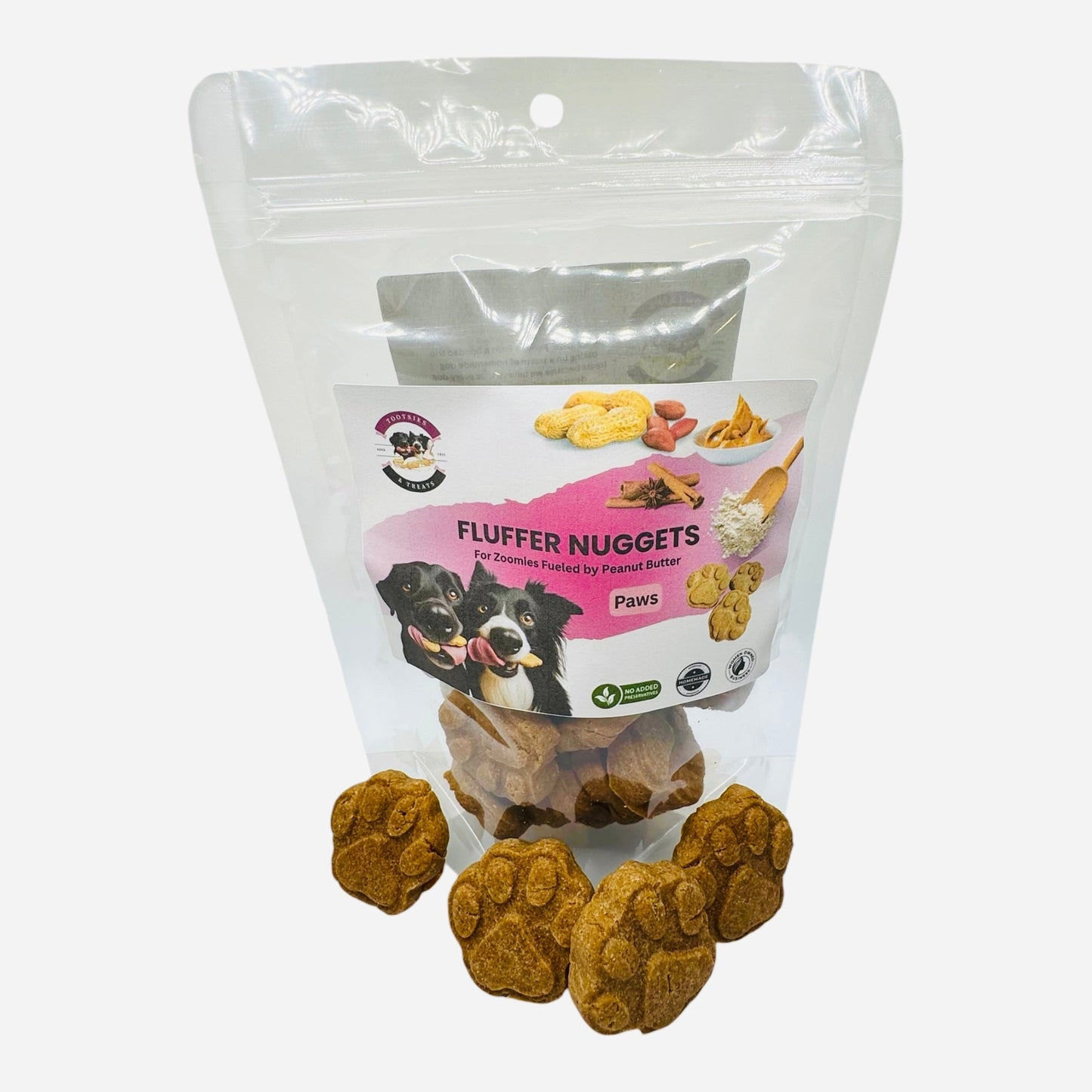 Dog Treats Tootsies and Treats Peanut Butter Paw Chews 6oz
