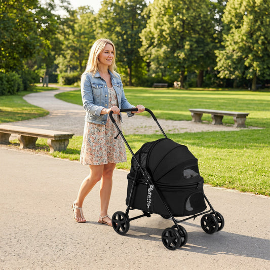 pet-stroller-foldable-travel-jogger-carriage-with-brakes-luxury-view-2 | Majestic Pet Kingdom