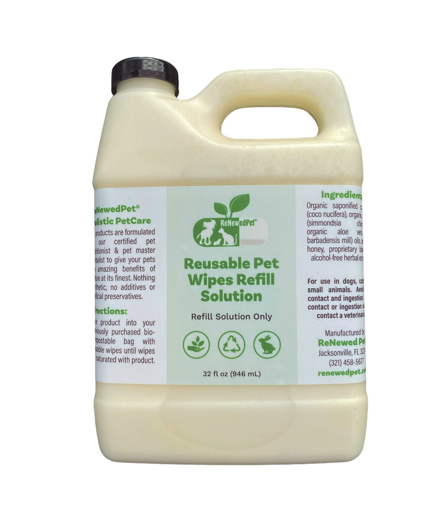 Pet Grooming Wipe Solution Natural Cleansing Refill 16 fl oz - Main Feature View | Majestic Pet Kingdom