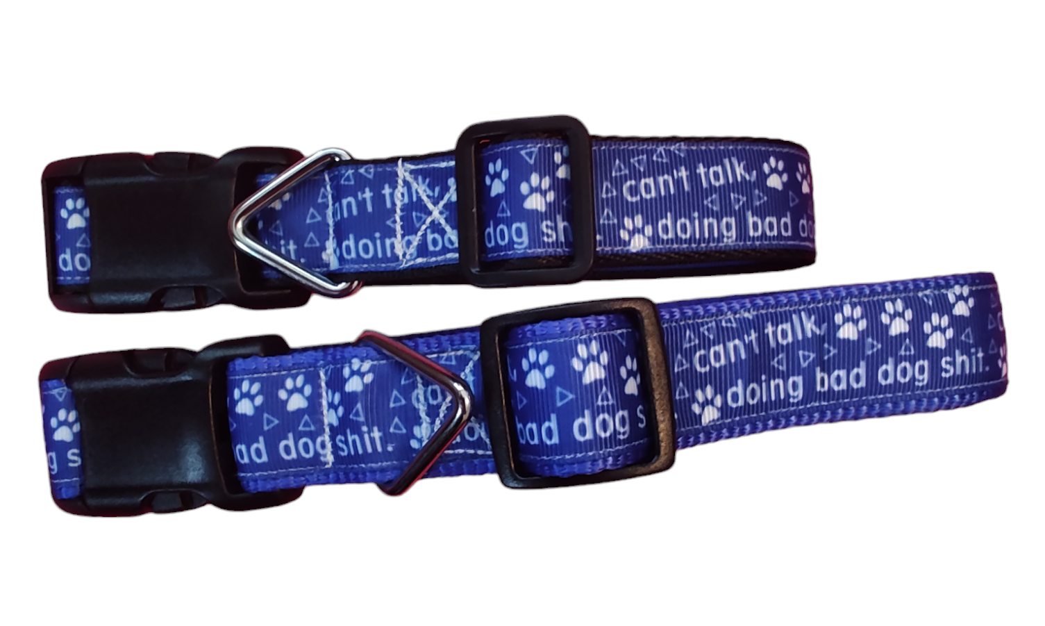 Can't Talk, Doing Bad Dog Shit Blue Nylon Dog Collar MD, LG, XL, Leash | Purrfect Pet Kingdom