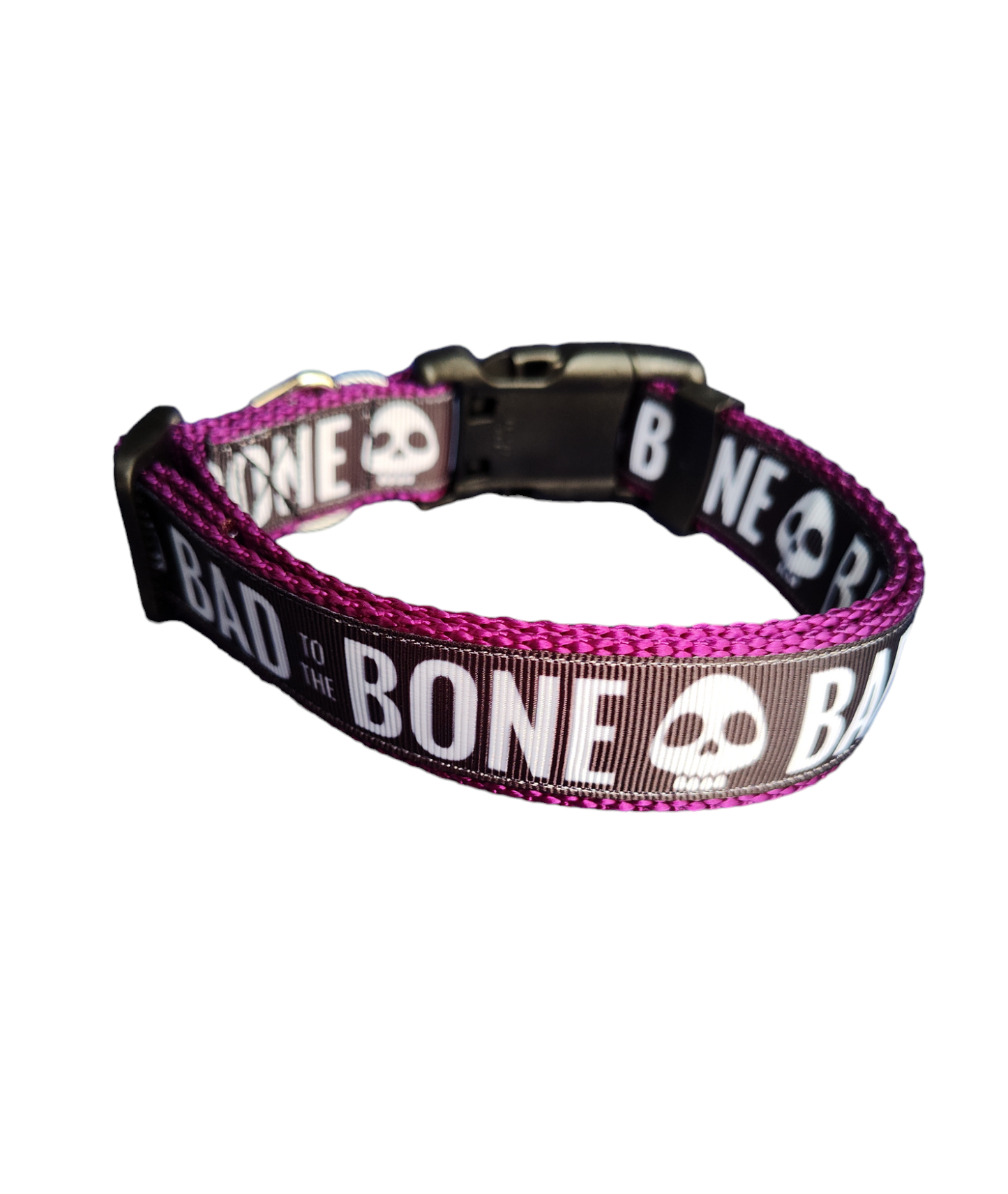 Bad To The Bone Purple Nylon Dog Collar MD, LG, XL, Leash | Purrfect Pet Kingdom