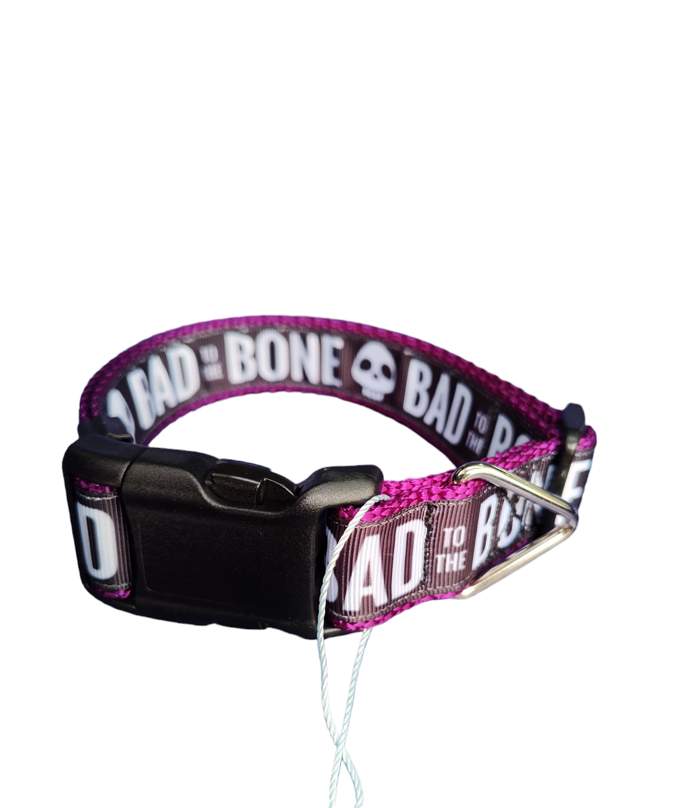 Bad To The Bone Purple Nylon Dog Collar MD, LG, XL, Leash | Purrfect Pet Kingdom