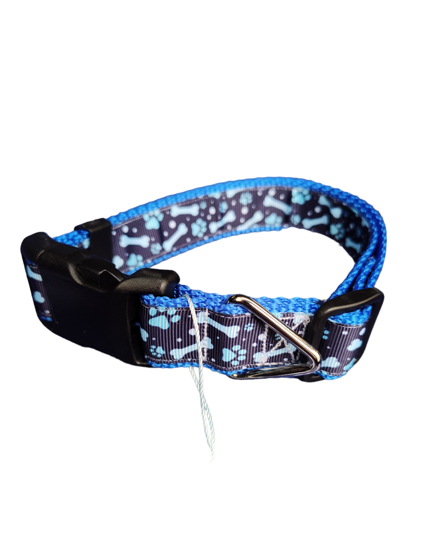 Blue Bones Blue Nylon Dog Collar MD, LG, XL, Leash | Purrfect Pet Kingdom