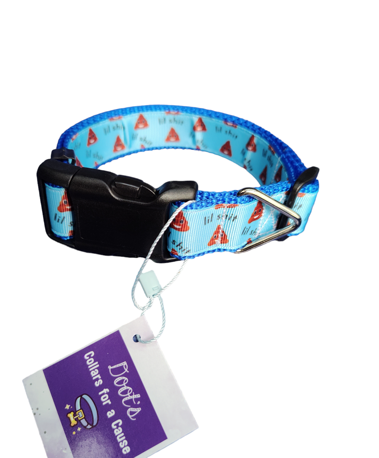 Blue Lil Shit Nylon Dog Collar MD, LG, XL, Leash | Purrfect Pet Kingdom