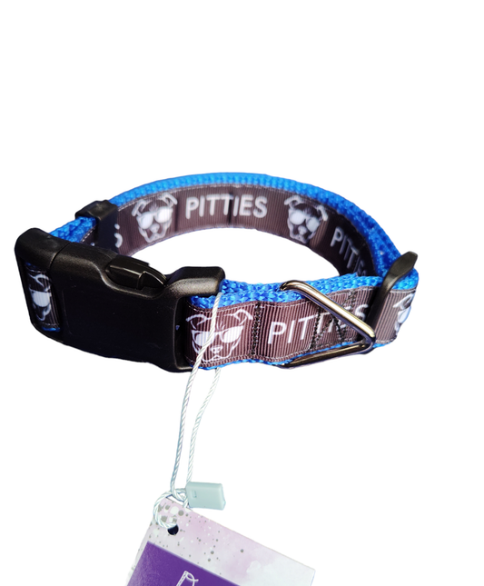 Pitties Pitbull Blue Nylon Dog Collar MD, LG, XL, Leash | Purrfect Pet Kingdom