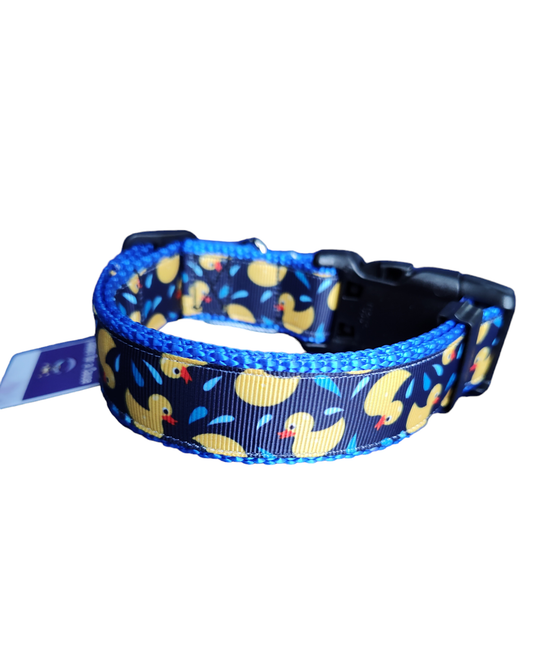Rubber Duckies Blue Nylon Dog Collar MD, LG, XL, Leash | Purrfect Pet Kingdom