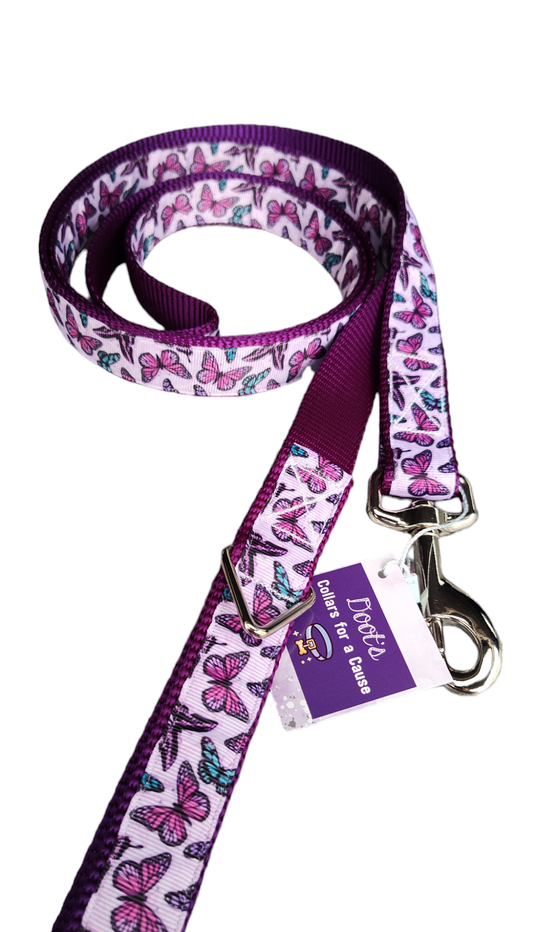 Purple Butterflies Purple Nylon Dog Collar MD, LG, XL, Leash | Purrfect Pet Kingdom