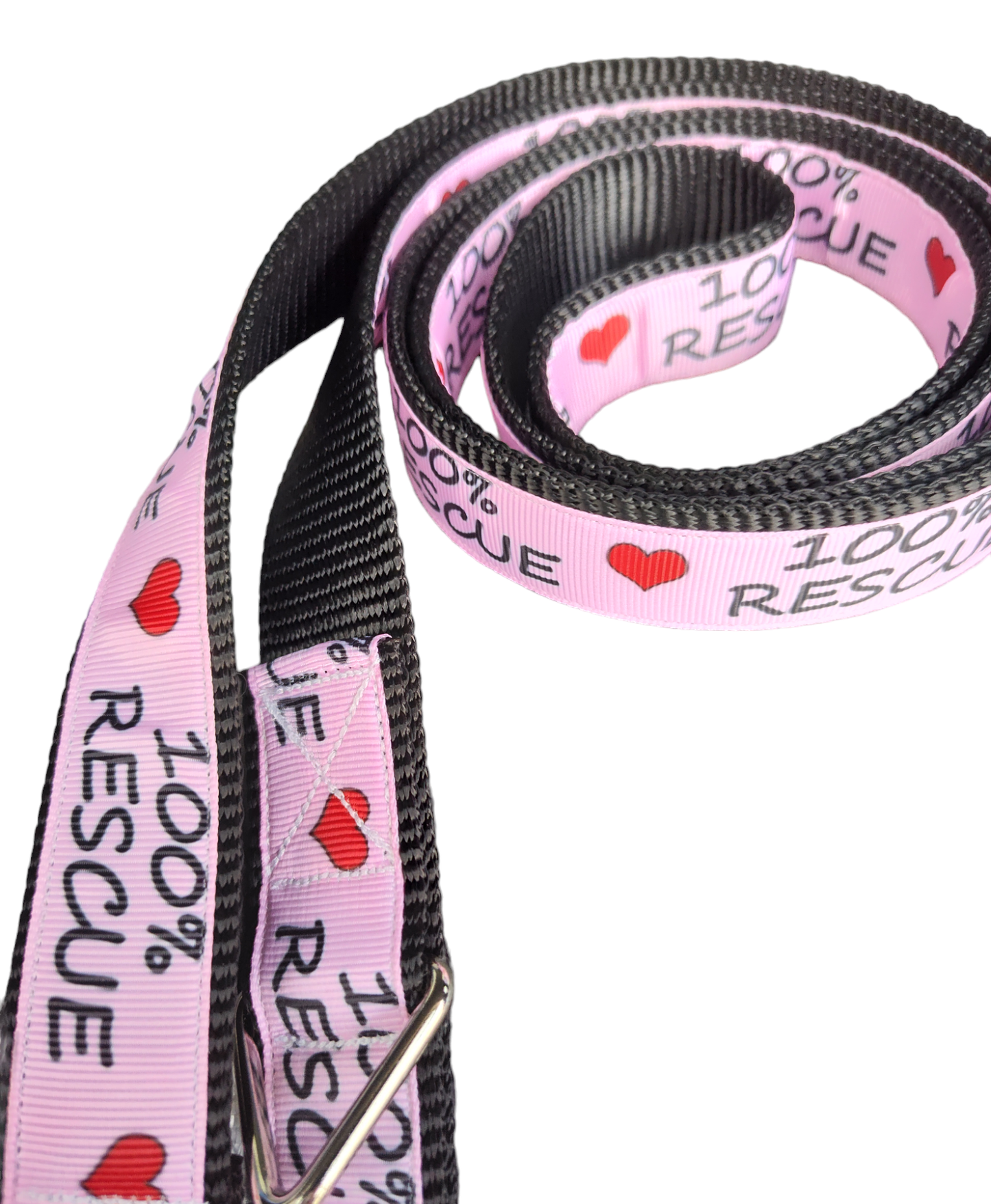 100% Rescue Black Nylon Dog Collar MD, LG, XL, Leash | Purrfect Pet Kingdom
