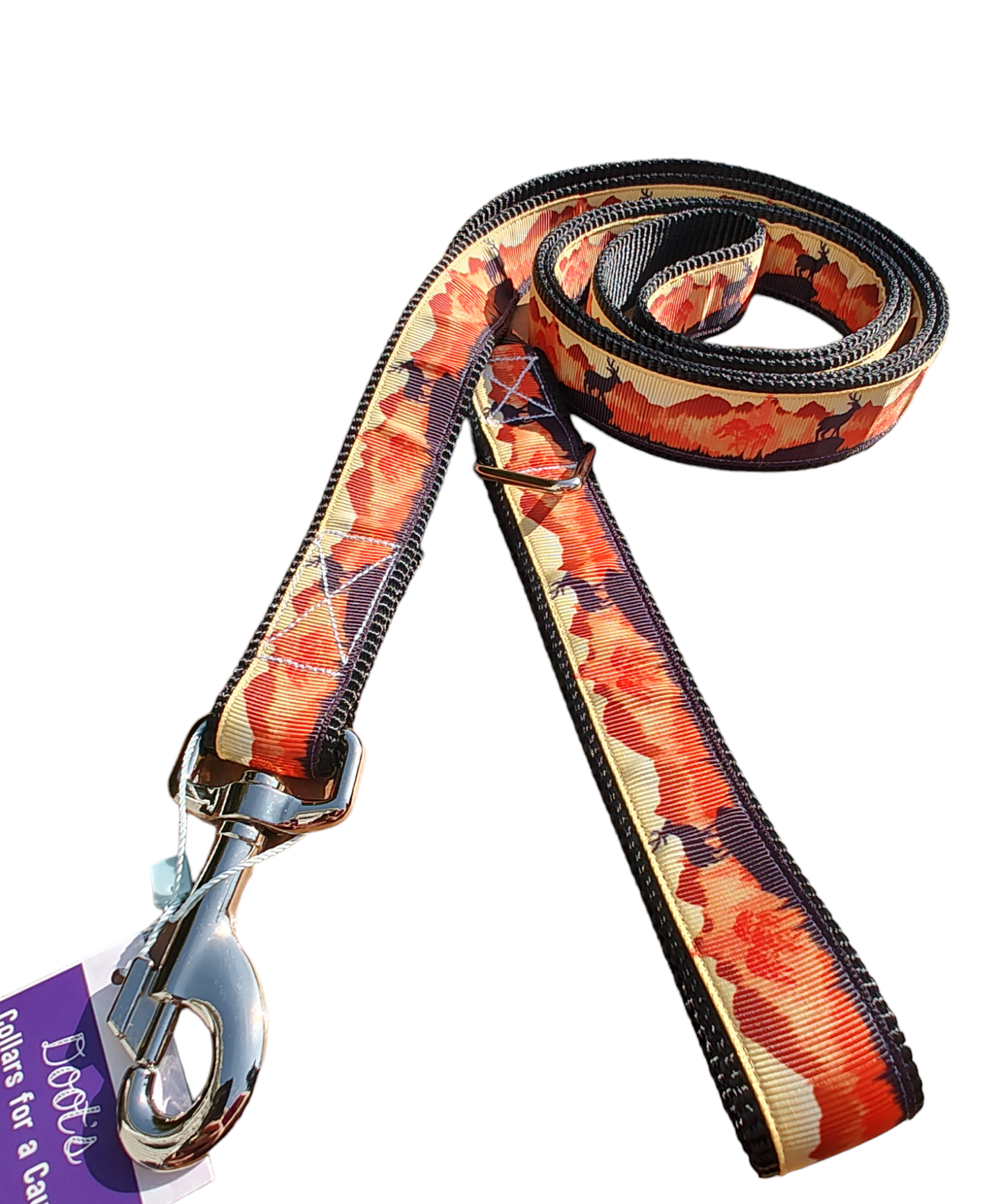 Sunset Forest Black Nylon Dog Collar LG, XL, Leash | Purrfect Pet Kingdom