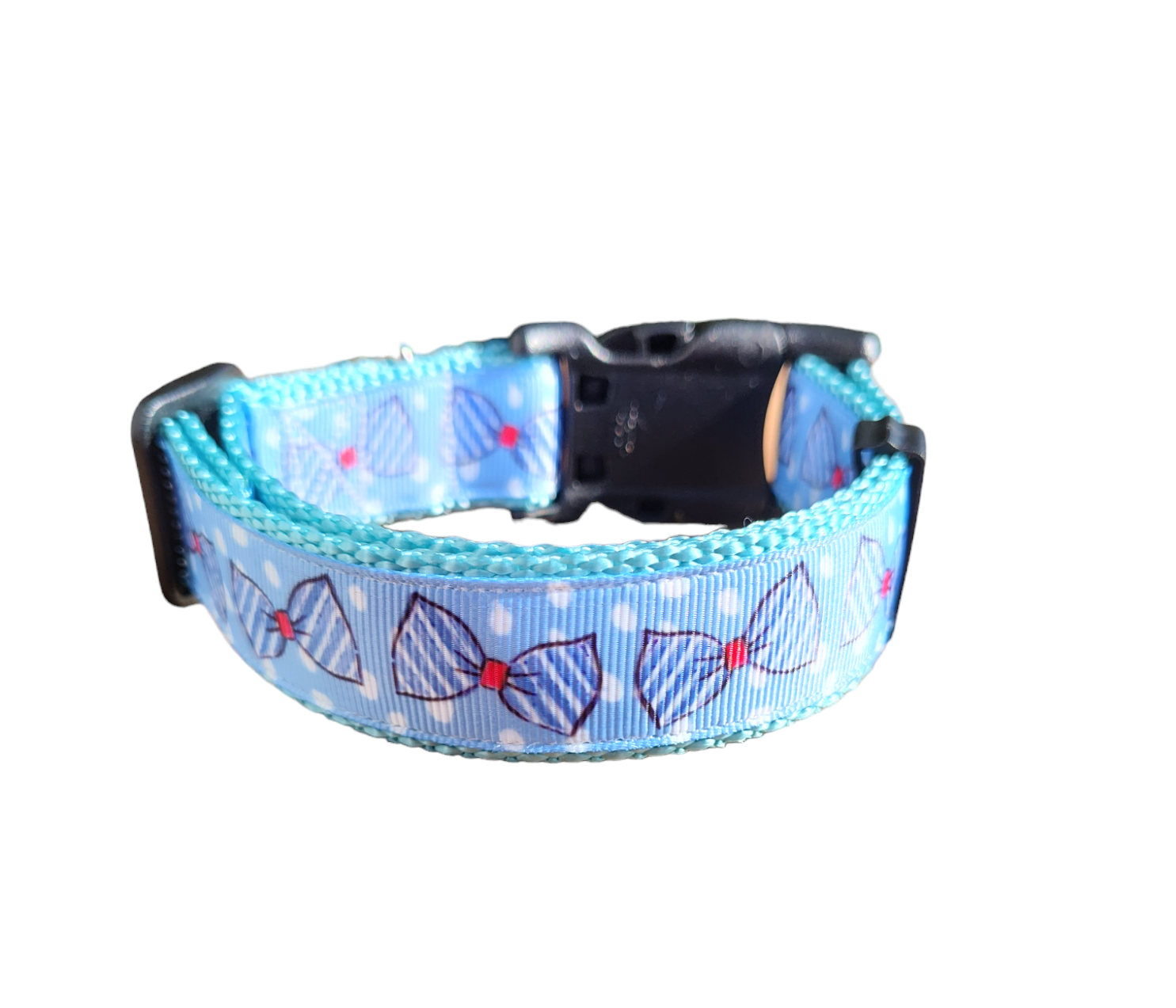 Blue Bow Ties Light Blue Nylon Dog Collar MD, LG, XL, Leash, Martingale | Purrfect Pet Kingdom