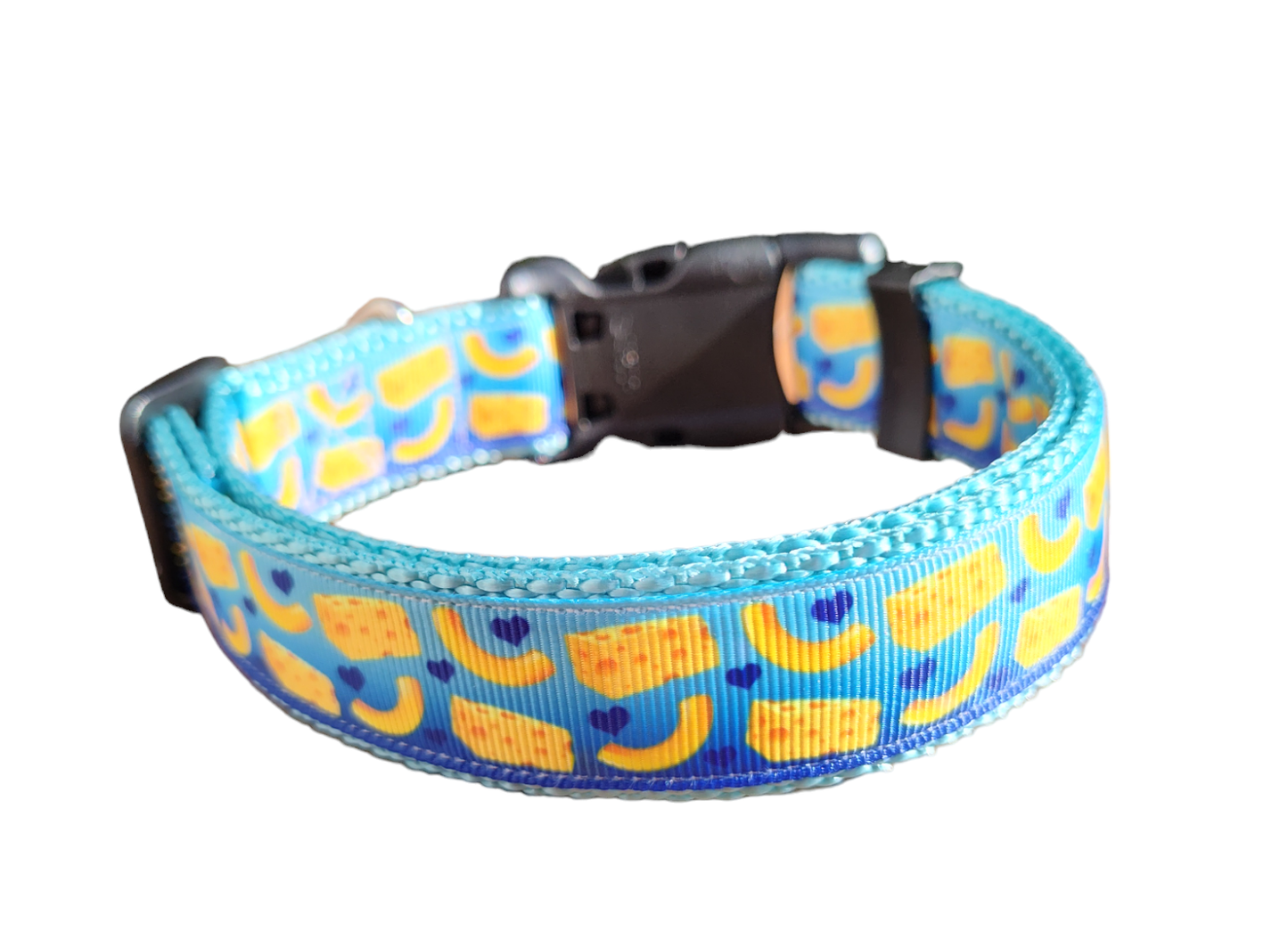 Mac And Cheese Light Blue Nylon Dog Collar MD, LG, XL, Leash, Martingale | Purrfect Pet Kingdom