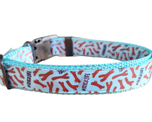 # Stick Life Light Blue Nylon Dog Collar MD, LG, XL, Leash, Martingale | Purrfect Pet Kingdom