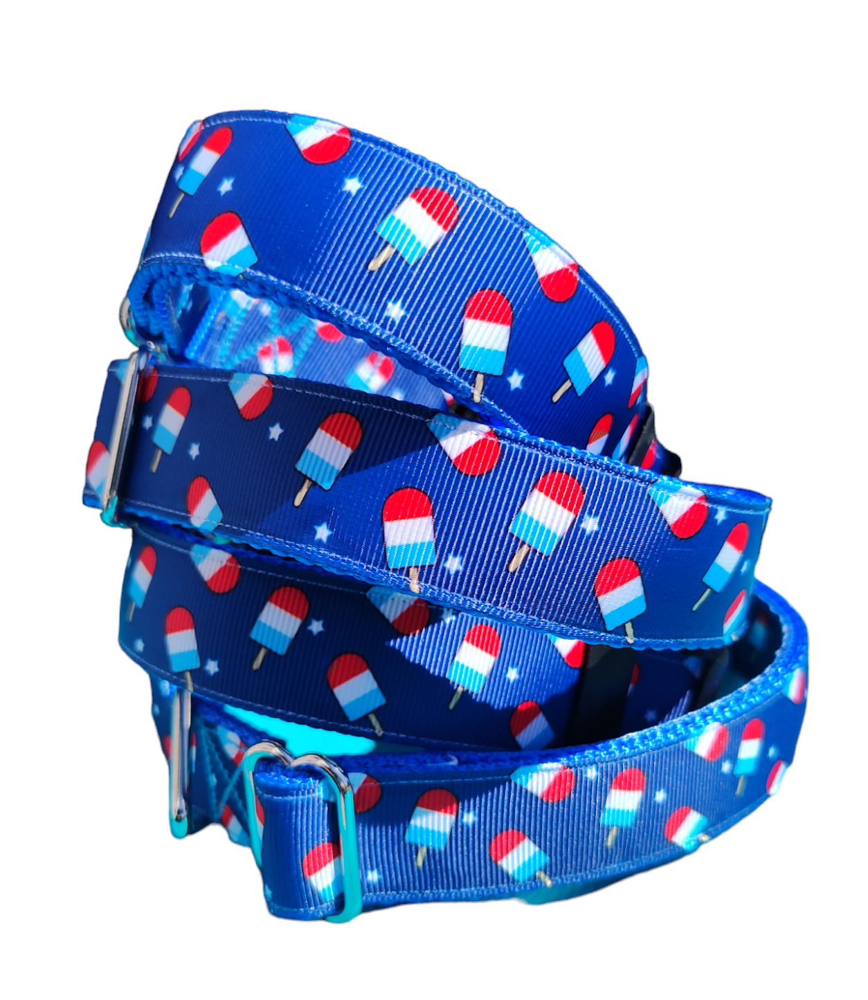 Summer Pop Blue Nylon Dog Collar MD, LG, XL, Leash | Purrfect Pet Kingdom