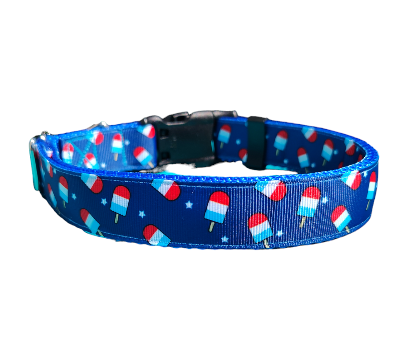 Summer Pop Blue Nylon Dog Collar MD, LG, XL, Leash | Purrfect Pet Kingdom