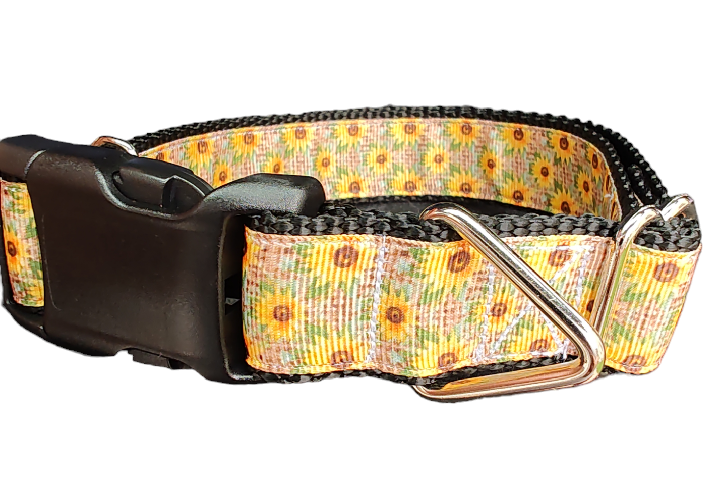 Sunflowers On Burlap Nylon Dog Collar | Purrfect Pet Kingdom