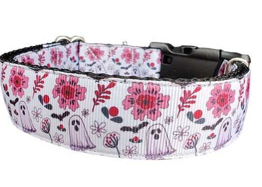 Halloween Floral Ghost Nylon Dog Collar | Purrfect Pet Kingdom