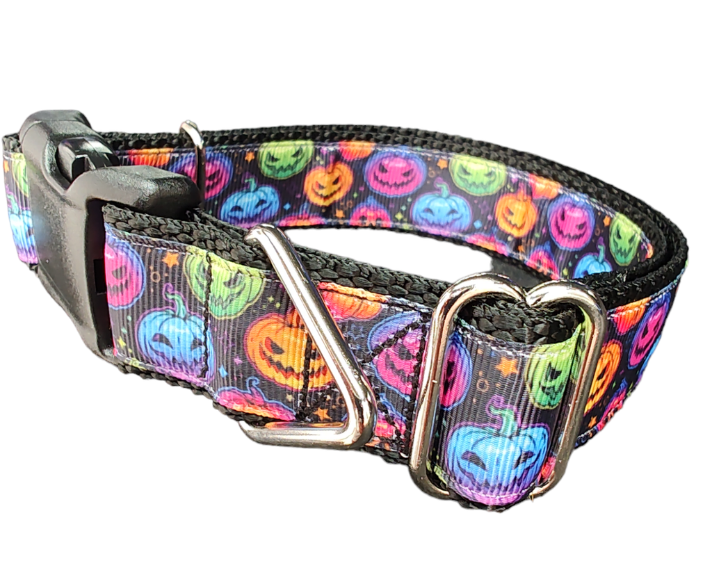 Halloween Colorful Jack O Lanterns Nylon Dog Collar | Purrfect Pet Kingdom
