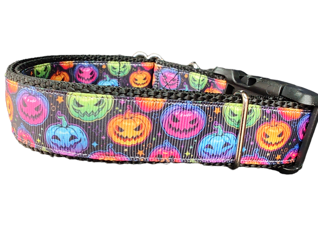 Halloween Colorful Jack O Lanterns Nylon Dog Collar | Purrfect Pet Kingdom