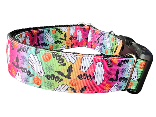 Halloween Rainbow Ghosts Nylon Dog Collar | Purrfect Pet Kingdom