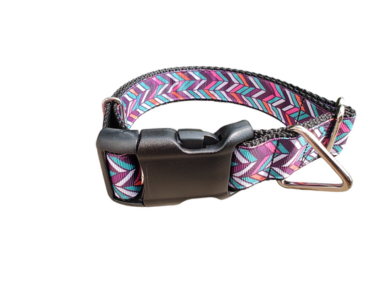 Purple Teal Herringbone Nylon Dog Collar | Purrfect Pet Kingdom